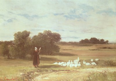 Mädchen mit Gänsen von Gustave Courbet